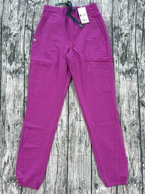FIGS Sumaiya Slim High-Waisted Scrub Pants Women XXS Pink Magenta Jogger NWT